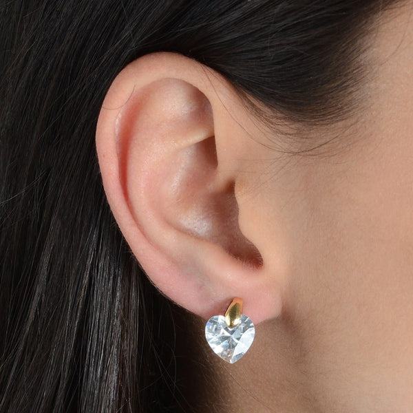 Brinco Crystal Heart Gold