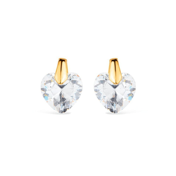 Brinco Crystal Heart Gold